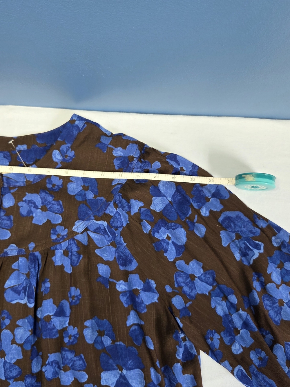 Brown/Blue Blouse, Floral Print